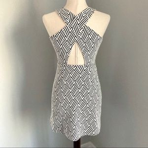 Hollister Black and White Criss Cross Keyhole Back Knit Dress